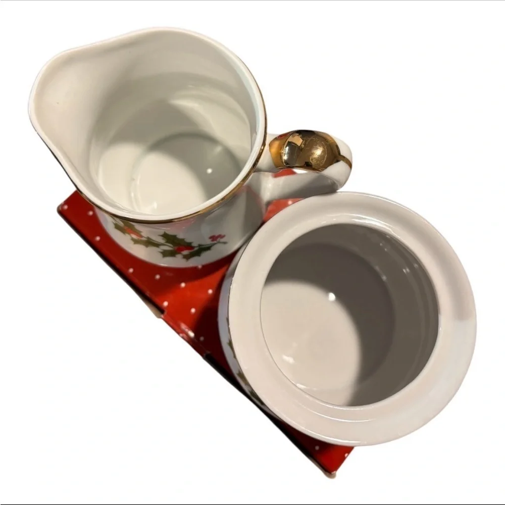 Macy’s Vintage “All the Trimmings” Festive Christmas Creamer and Sugar Set + Box